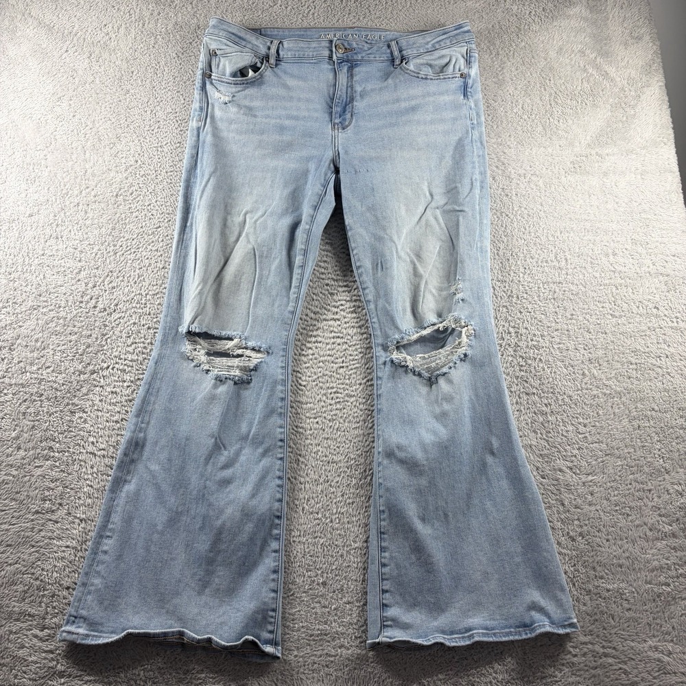 American Eagle Low Rise Flare Jeans‎ Womens 14 Light Wash Bell Bottom Stretch